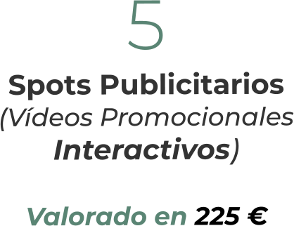 5Spots Publicitarios(Vídeos PromocionalesInteractivos)Valorado en 225 €