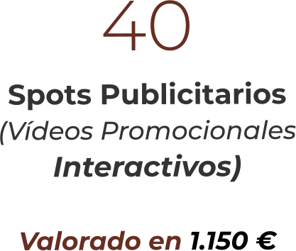 40Spots Publicitarios(Vídeos PromocionalesInteractivos)Valorado en 1.150 €